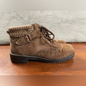 Women’s Brown Suede Leather Lace Up Boots Size 6.5 Casual Dressy Outdoor Street